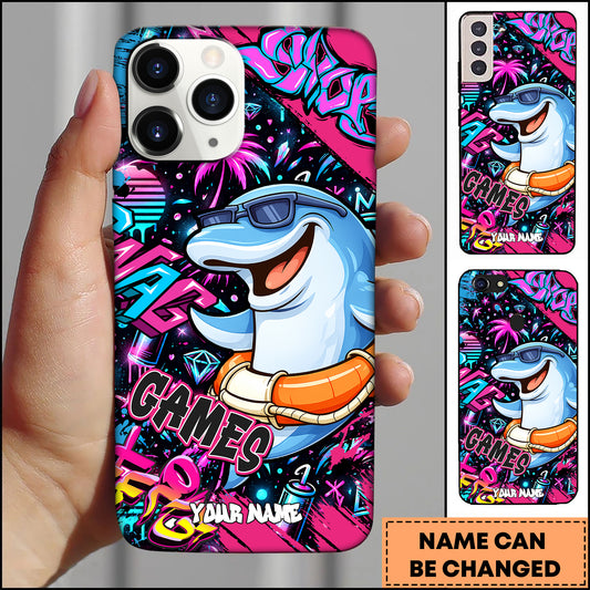 Maxcorners Darts Cool Dolphin Graffiti Style Personalized Name 3D Phone Case