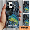 Maxcorners Fishing Phone Case Dark Hexagon Texture Smoke Blue Art Personalized Name Phone Case (8 Fish Species)