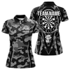 Maxcorners Deer Skull Darts Board Gray Camo Darts Polo, Quarter Zip Shirts For Men Custom Team Darts Jersey LM105
