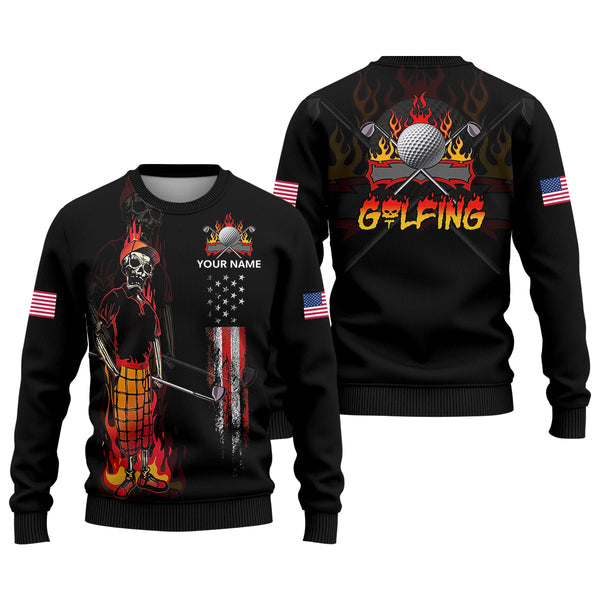 Maxcorners Custom Skull Golf Polo Shirt, Mens Golf Gift, Funny Golf Shirt