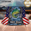 Maxcorners Fishing Blue Wave Fishing Scene with Bold Graphic Personalized Name 3D Bucket Hat (13 Fish Species)