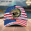 Maxcorners Fishing Patriotic Flag Water Splash Personalized Name 3D Cap (12 Fish Species)