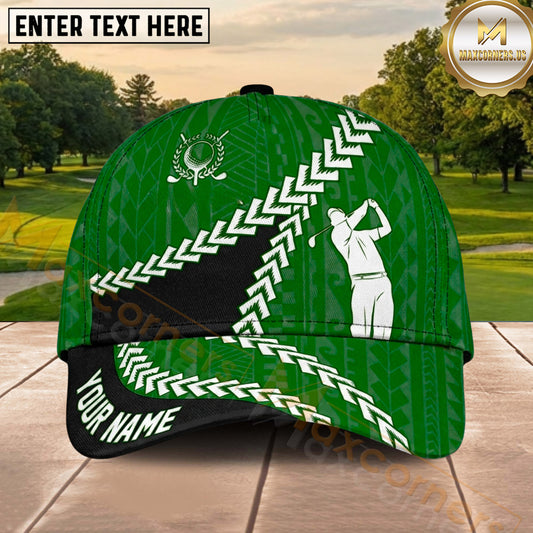 Maxcorners Golf Chevron Trail Golfer Silhouette Personalized Name 3D Classic Cap