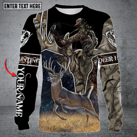 Maxcorners Personalized Name Deer Hunting Camo Long Sleeve Shirt