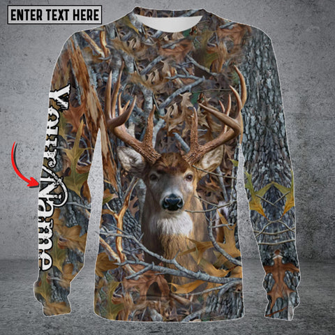 Maxcorners Personalized Name Deer Hunting Camo Long Sleeve Shirt