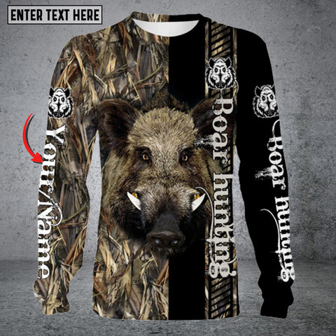Maxcorners Personalized Name Boar Hunting Long Sleeve Shirt