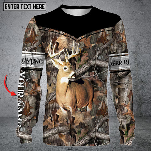 Maxcorners Personalized Name Deer Hunting Long Sleeve Shirt