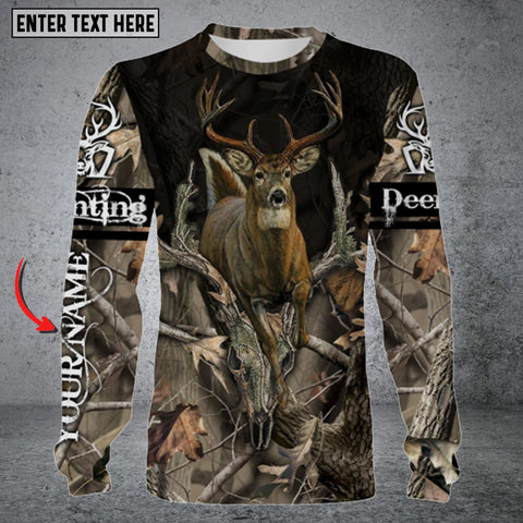 Maxcorners Personalized Name Deer Hunting Long Sleeve Shirt