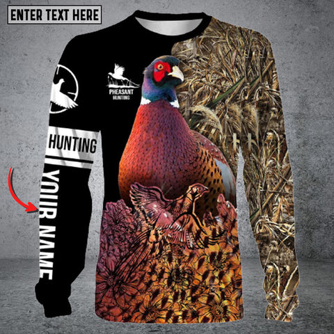 Maxcorners Personalized Name Pheasent Hunting Long Sleeve Shirt