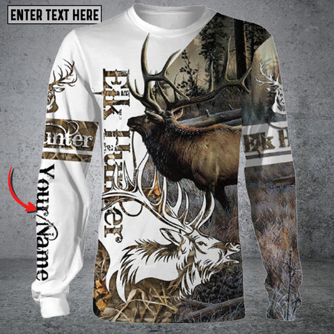 Maxcorners Personalized Name Elk Hunting Long Sleeve Shirt