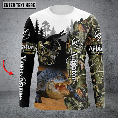Maxcorners Personalized Name Alligator Hunting Long Sleeve Shirt