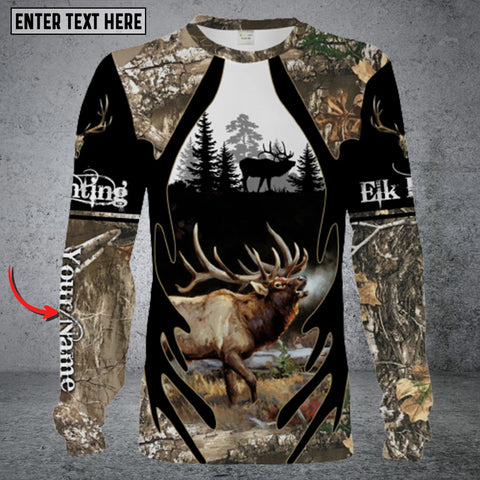 Maxcorners Personalized Name Elk Hunting Long Sleeve Shirt