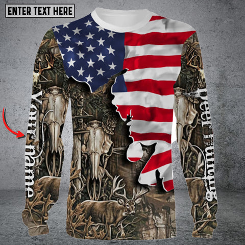 Maxcorners Personalized Name Deer Hunting Long Sleeve Shirt