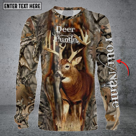 Maxcorners Personalized Name Deer Hunting Long Sleeve Shirt