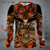 Maxcorners Personalized Name Orange Deer Hunting Long Sleeve Shirt