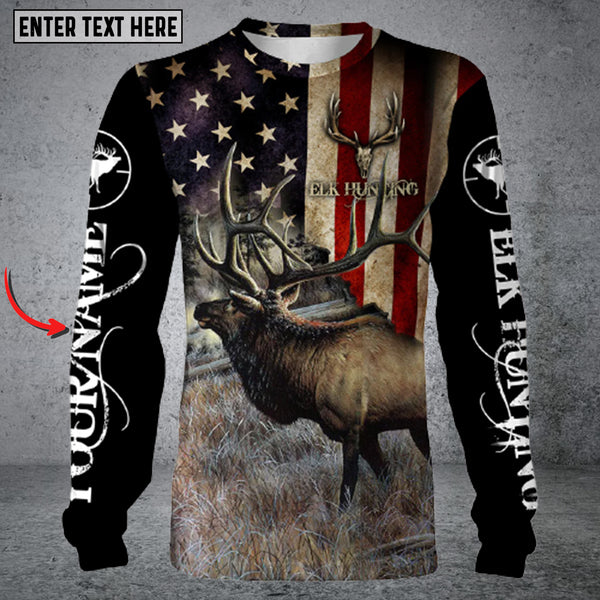 Maxcorners Personalized Name Elk Hunting Long Sleeve Shirt