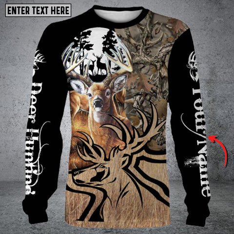 Maxcorners Personalized Name Deer Hunting Long Sleeve Shirt