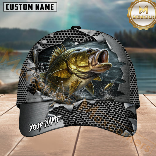 Maxcorners Fishing Torn Metal Mesh Personalized 3D Cap
