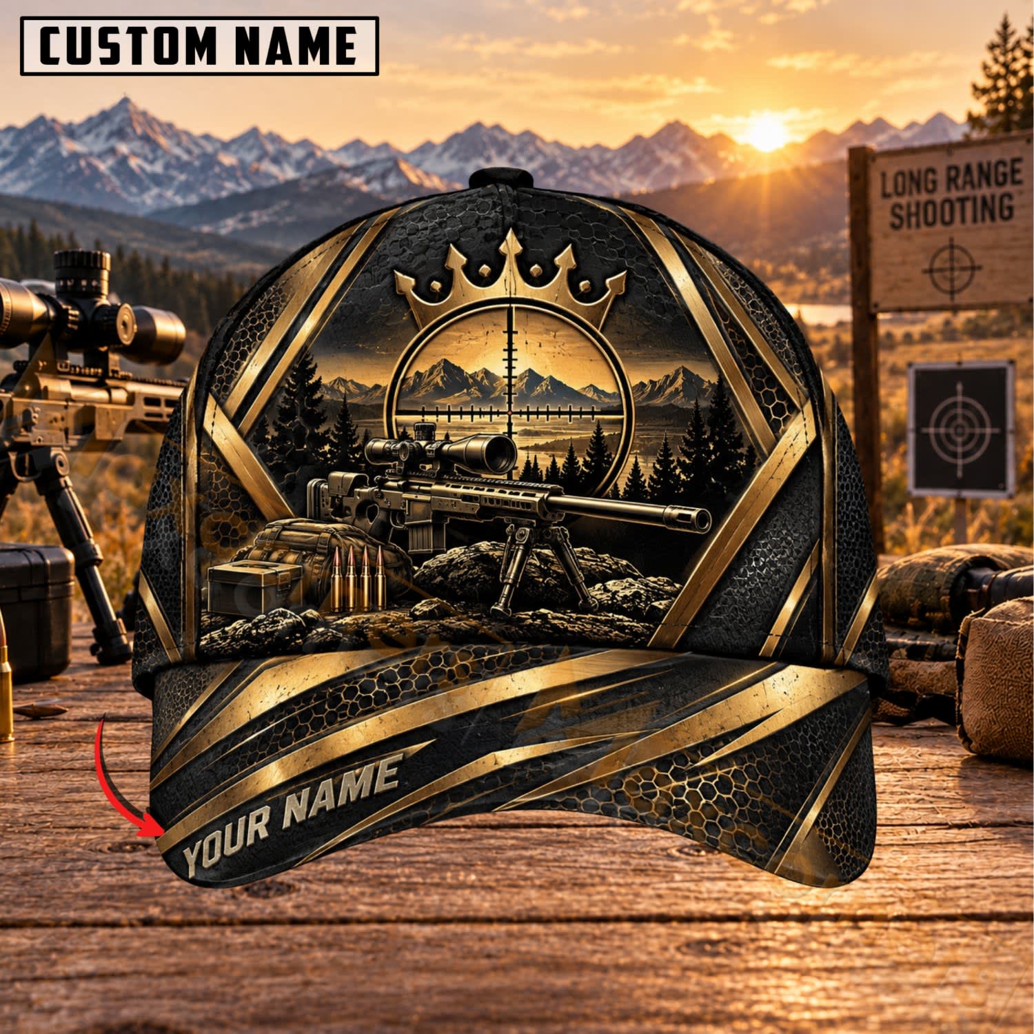 Maxcorners Long Range Shooting Crown Legacy Personalized Name 3D Cap