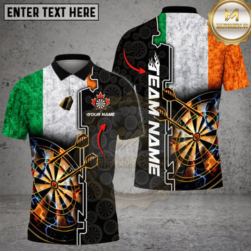 Maxcorners Darts Ireland Flag Golden Dartboard Personalized Name 3D Unisex Shirt