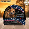 Maxcorners Dog Hunting And Duck Black Navy American Stars And Stripes Personalized Name 3D Cap