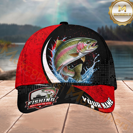 Maxcorners Fishing Red Black Water Splash Personalized 3D Cap