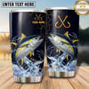 Maxcorners Fishing Tumbler Navy Gold Crossed Hook Splash Design Personalized Name Tumbler (13 Species)