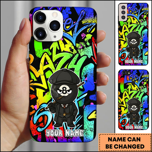 Maxcorners Billiards Colorful Graffiti 8 Ball Gangster Personalized Name Phone Case
