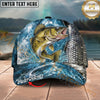 Maxcorners Fishing Silver Scale Water Splash Personalized Name 3D Cap (12 Fish Species)