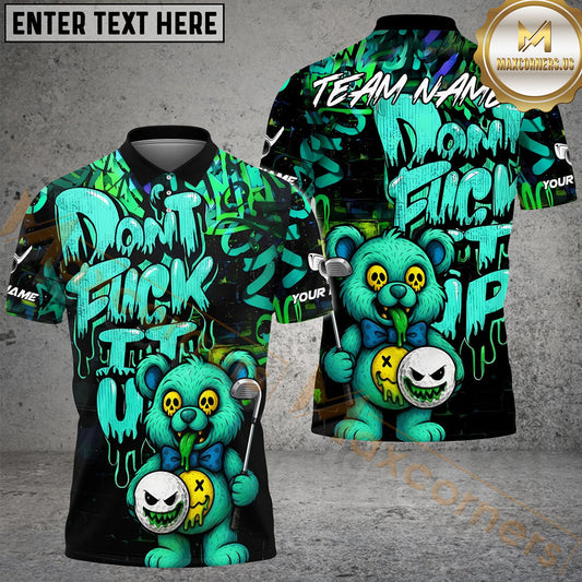 Maxcorners Golf Bear Scary Teddy Graffiti Style Personalized Name, Team Name 3D Shirt (4 Colors)