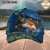 Maxcorners Fishing Skull Fisherman Blue Yellow Splash Personalized 3D Cap
