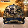 Maxcorners Dog Hunting And Duck Woodland Camo Gold Ribbon American Flag Personalized Name 3D Cap