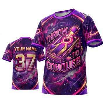 Maxcorners Cornhole Neon Purple Lightning Personalized Name 3D Unisex Shirt