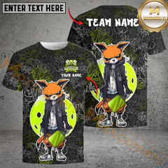 Maxcorners Urban Fox Pickleball Graffiti Tee – Street Style Paddle Power Multicolor Customized Name, Team Name 3D Shirts
