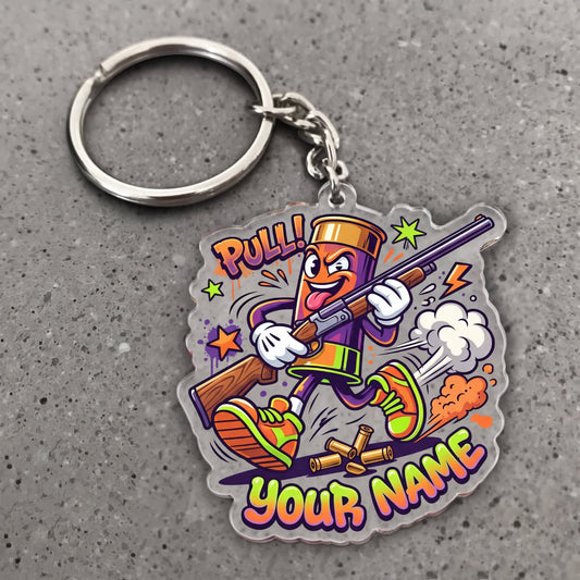 Maxcorners Clay Shooting Funny Cartoon Pull Shooter Character Customized Name 3D Keychain And Ornament