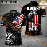 Maxcorners Eagle American Flag Bowling Jersey Personalized Name, Team Name 3D Shirt