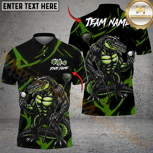 Maxcorners Golf Beast Mode Alligator Design Personalized Name, Team Name 3D Shirt (4 Colors)