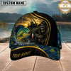 Maxcorners Fishing Skull Fisherman Sunset Gold Stripe Personalized 3D Cap