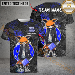Maxcorners Urban Fox Pickleball Graffiti Tee – Street Style Paddle Power Multicolor Customized Name, Team Name 3D Shirts