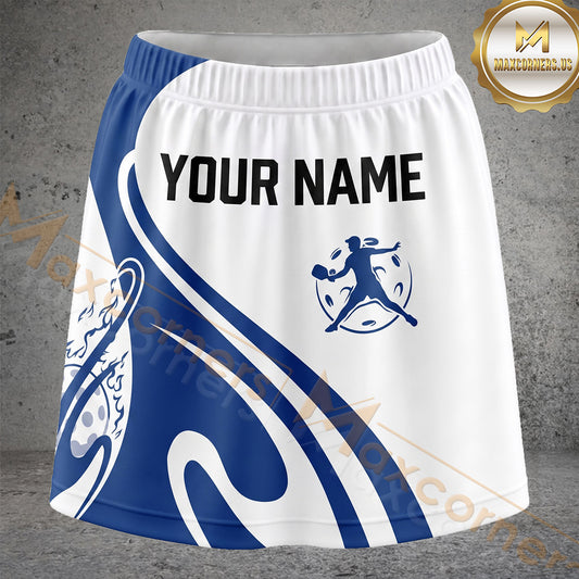 Maxcorners Pickleball White Blue Motion Player Graphic Personalized 3D Skort, Skirts With Shorts