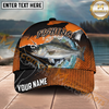 Maxcorners Fishing Orange Black Halftone Water Splash Personalized Name 3D Cap (12 Fish Species)