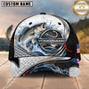 Maxcorners Fishing Graphic Jumping Fish Tribal Texture Customized Name 3D Cap