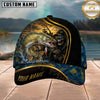 Maxcorners Fishing Skull Fisherman Sunset Gold Stripe Personalized 3D Cap