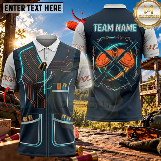Maxcorners Clay Shooting Tech Line Crossed Shotgun Vest Multicolor Customized Name Team Name 3D Shirts (3 Colors)