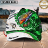 Maxcorners Fishing White Green Lava Sport Personalized Name Classic 3D Cap Personalized Cap (13 Breeds)