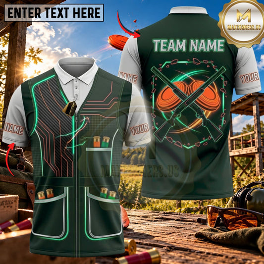 Maxcorners Clay Shooting Tech Line Crossed Shotgun Vest Multicolor Customized Name Team Name 3D Shirts (3 Colors)