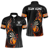 Maxcorners Men's Custom Darts Shirt With Flame Dartboards And Red Dart Arrows LM1605