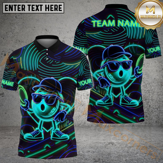 Maxcorners Disc Golf Neon Funny Character Personalized Name, Team Name 3D Shirt (4 Colors)