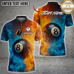 Maxcorners Billiard 8-Ball Fire and Ice Pool Multicolor Customized Name, Team Name 3D Shirt
