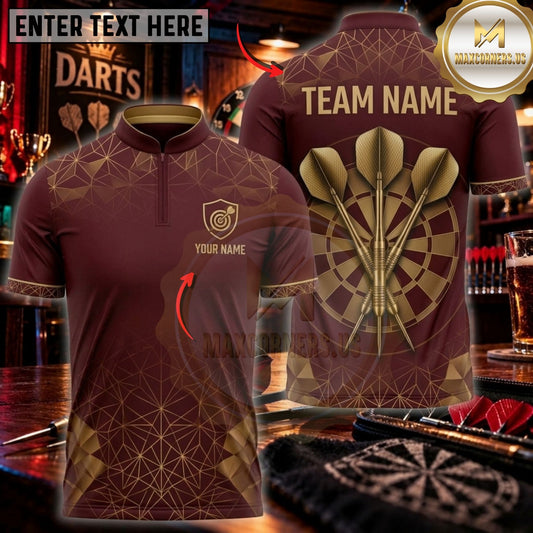 Maxcorners Darts & Vintage Dartboard Ornamental Graphic Multicolor Customized Name, Team Name 3D Shirts
